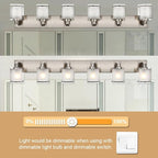 6-Lights Bathroom Vantiy Light Over Mirror, Modern Black Vanity Lighting Fixtures with Rectangular Frosted Glass Shades for Bath Kitchen Wall Mounted, E26 Bulb Base