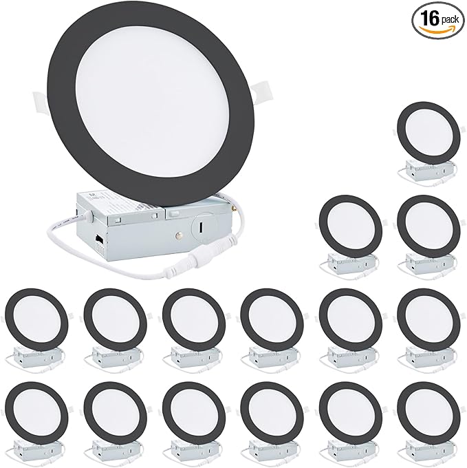16 Pack 4 Inch LED Recessed Light, Dimmable, 12W, 120V,2700K-5000K Daylight, 750LM High Brightness,Ultra-Thin Canless Wafer Ceiling Light, ETL FCC