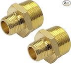 Joywayus 2PCS 3/4" NPT Male x 3/8" NPT Male Hexagon Brass Pipe Fitting Adapter