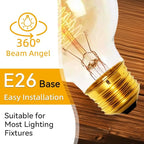 Jslinter Incandescent Light Bulbs 60 Watt Dimmable Bulbs 4 Pack, 2200K G80 Soft Light Bulbs Warm Light, 110v E26 Eecorative Light Bulb, Vintage 230LM Edison Bulb for Bedrooms, Living Rooms