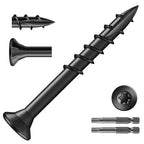 #8 x 1-1/2" Deck Screws (1288Pcs) 8lb. Exterior Wood Screws. Carbon Steel, Black, Flat Head, Rust Resistant epoxy Coated, with T25 Star Bit