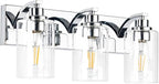 3-Light Bathroom Light Fixtures Modern Chrome Vanity Lights for Bathroom Lighting Fixtures Over Mirror with Clear Glass Shade for Cabinet Mirror Bedroom Hallway