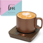 VOBAGA Coffee Warmer & Mug Warmer for Home Office Home Desk Use, Electric Cup Beverage Warmer with 3 Temperature Settings For Tea, Water, Cocoa with Auto Shut Off after 4 Hours (Wood Grain Warmer Set)