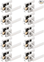 Gobrico 10 Pack Square Rosette Passage Door Handles,Interior Door Locks for Hall/Closet,Satin Nickel Finished