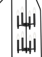 Kichler Madden 36" 8 Light Foyer Pendant in Black, Soft Modern Fixture, for Small Kitchen, Coffee Table, Office, Bedroom, Foyer, (36" x 20"), 52723BK