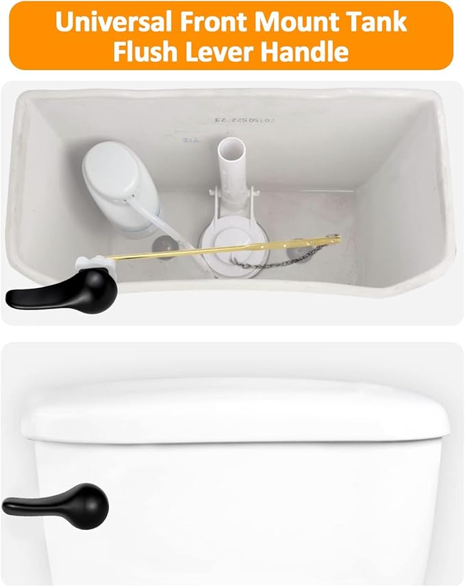 Hidnvefen Toilet Handle Replacement Kit Universal Toilet Flush Handle, Zinc Alloy Toilet Tank Trip Lever with H2 Brass Arm, Compatible with American Standard/Mansfield Toilet, Black