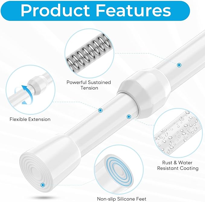 4 Pack Window Security Bars 15.7"-27.5" Adjustable Sliding Glass Door Lock Bars Window Stopper Safety Stick Lock Bars with Rubber Tips for Home, 2.2 cm in Diameter