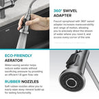 KRAUS Britt Commercial Style Pull-Down Single Handle Kitchen Faucet in Matte Black/Spot-Free Black Stainless Steel, KPF-1691MBSFSB