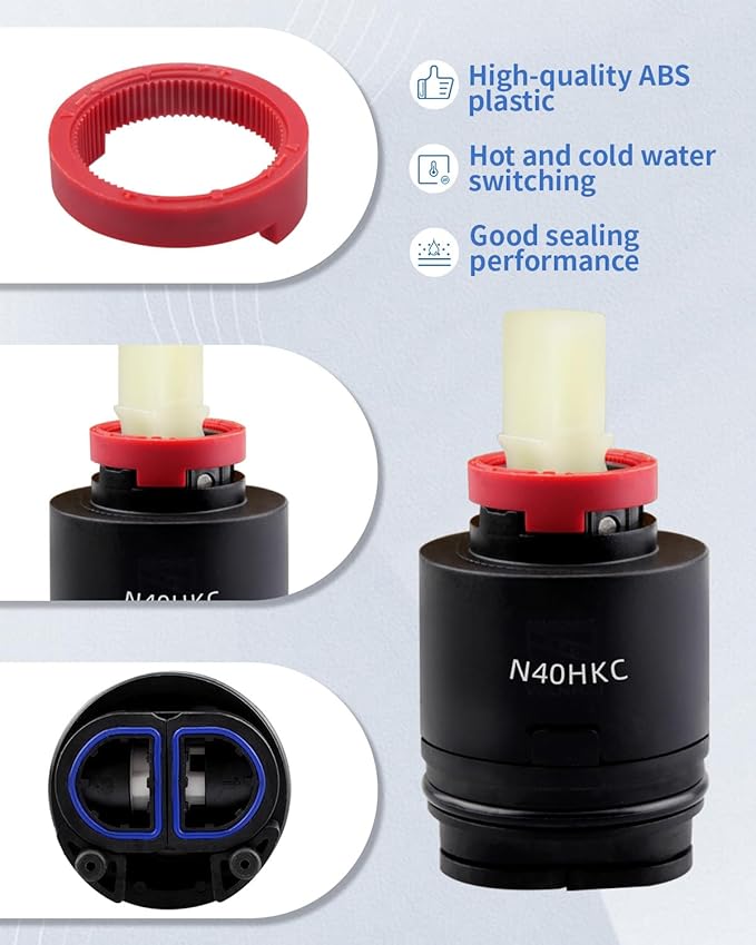 N40HKC Shower Cartridge Replacement for Tub/Shower Faucet, 40mm Shower Faucet Cartridge Black