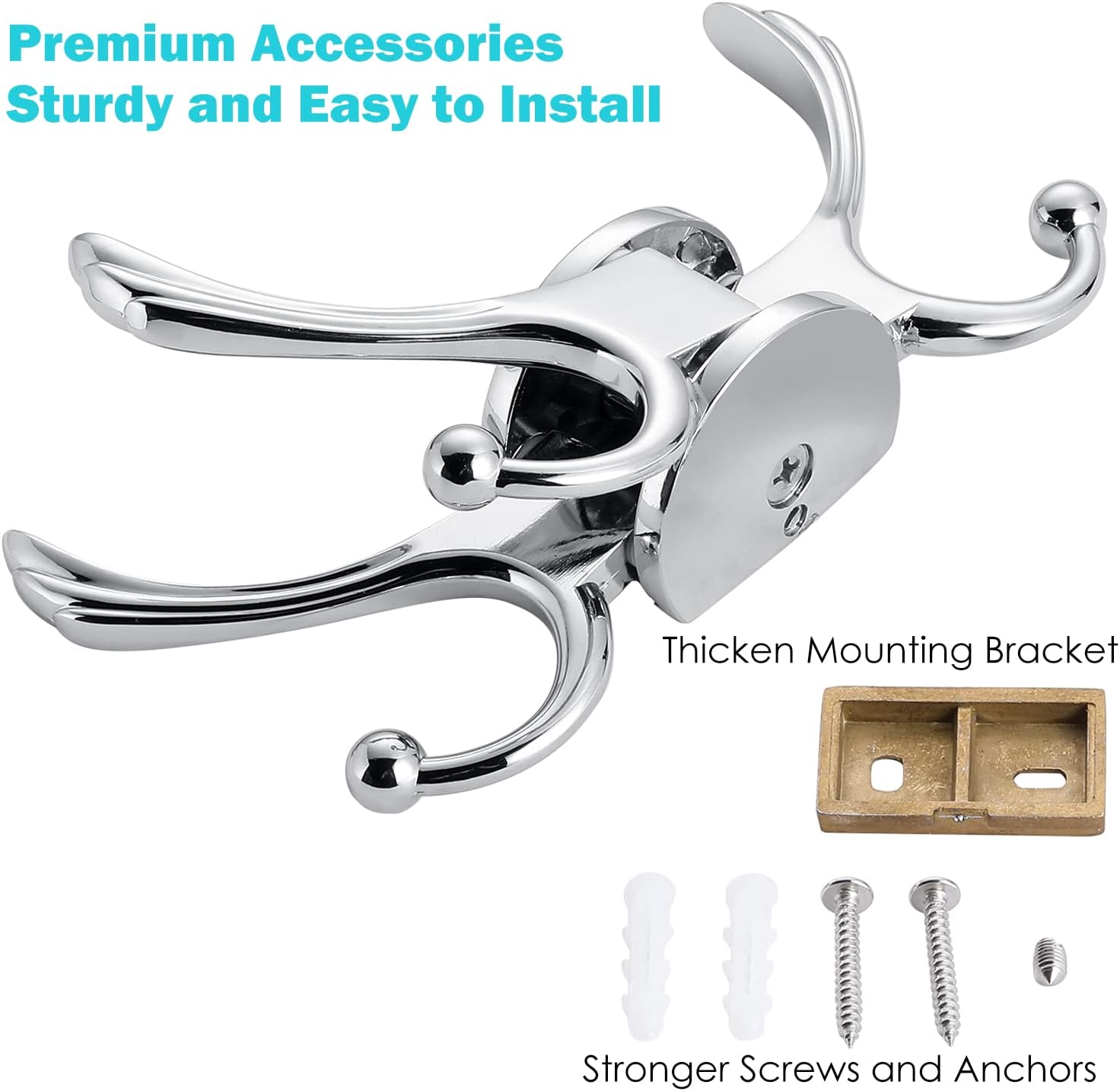 Swivel Coat Hook 2 Pack Heavy Duty Space Saving Towel Rope Hook Wall Mount Triple Swing Arms for RV Bathroom Kitchen Garage,Polished Chrome