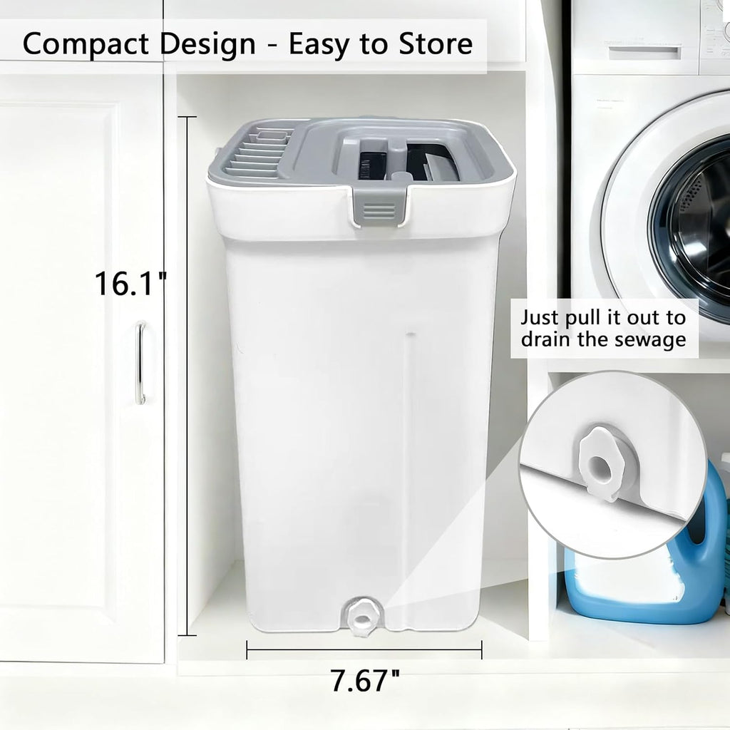 Mop and Bucket Set, Flat Mop and Bucket System with Wringer, Automatic Separates Dirty and Clean Water Include 6 Reusable Microfiber Mops for Floor Cleaning