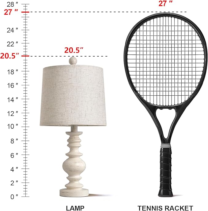 BOBOMOMO Tradition 20.5" Rustic Table Lamp Set of 2 for Living Room Farmhouse Bedside Desk Lamps Bedroom Nightstand Vintage Lamps Linen Washed（Suitable for Decorating Small Areas）