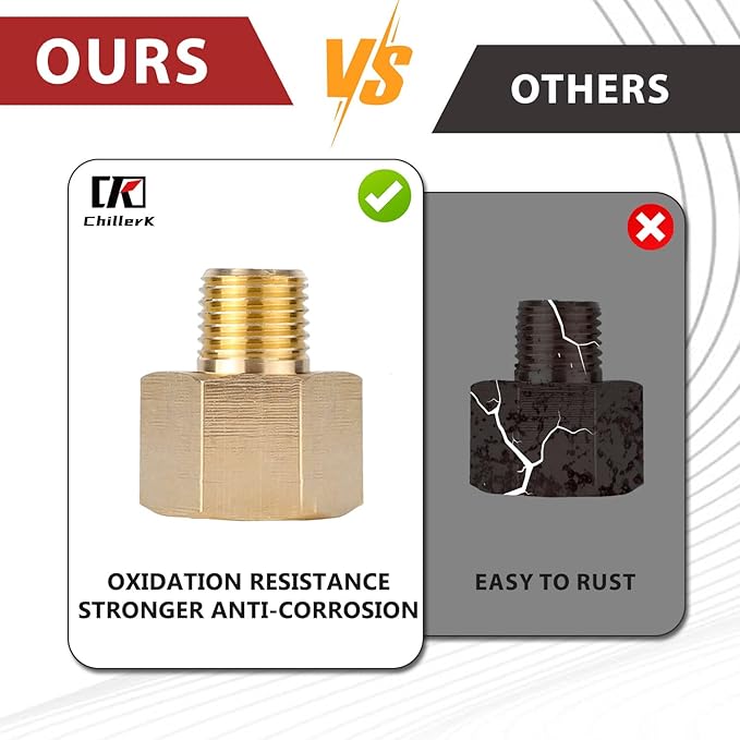 Hex Couplings, 1/2" x 3/4" NPT Male To Female Brass Hex Nipple Adapters, Brass Pipe Extension Fittings for Oil/Air/Water/Gas Systems. (2 Pack)