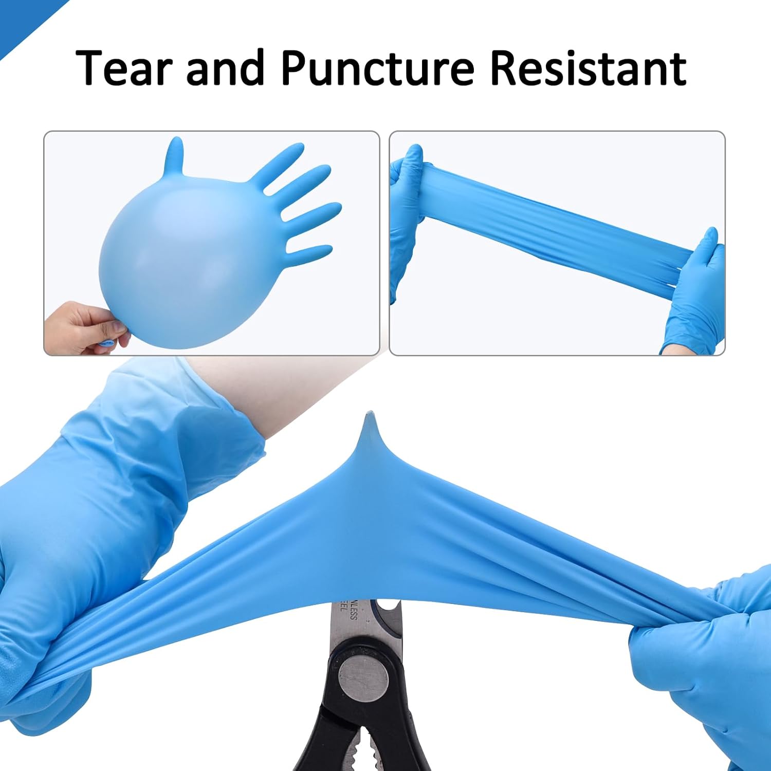 Schneider Nitrile Exam Gloves, Large, Box of 50, Heavy Duty Disposable Gloves, Textured, Latex Free, Food Safe, Industrial Gloves for Medical, Cleaning, Cooking, Blue