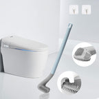 2Pcs Toilet Brush, Slim Compact Bathroom Toilet Scrubber No Dead Corners Silicone Toilet Brush, Curved Design Angled Toilet Cleaner Brush Scrubber for Deep Cleaning