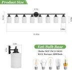 8-Light Vanity Lights, Black Bathroom Light Fixture with Striped Textured Milky White Glass Shade, Modern Vanity Lighting Fixture for Bathroom Wall Light Over Mirror, E26 Wall Sconce