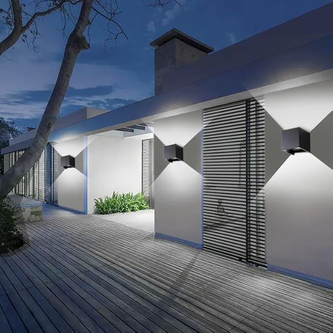 Wrasse 2 Pack Outdoor Wall Sconces 20W Modern Proch Lights120v Exterior Lighting Fixtures 6500k Black Garage Corridor Light Wall Mounted Lamp for Outside House Front