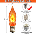 Flickering Flame Light Bulbs 1W, C7 E12 Incandescent (12 Pack), UL Listed 2200K Orange, Candelabra Bulbs for Window Candles, Chandeliers, Halloween Night Lights, C7 String Light Replacement