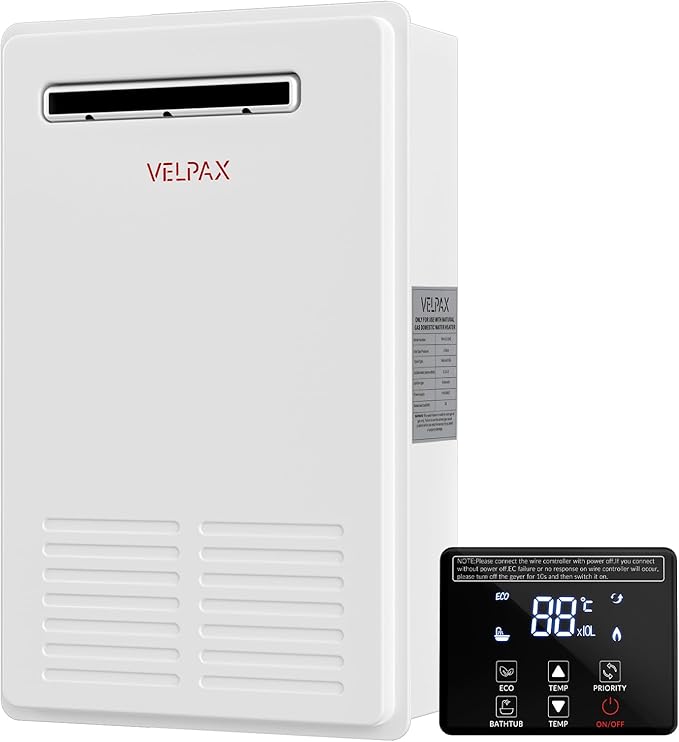 Propane Tankless Water Heater Outdoor,5.26GPM 20L Outdoor,Instant Hot Propane Gas Water Heater with Fahrenheit Digital Display,Multi-Protection