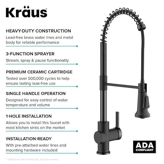 KRAUS Britt Commercial Style Pull-Down Single Handle Kitchen Faucet in Matte Black/Spot-Free Black Stainless Steel, KPF-1691MBSFSB