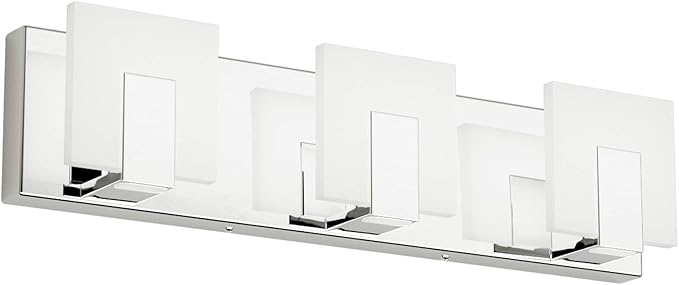 Aipsun 3 Lights Dimmable Modern LED Vanity Light for Bathroom Frosted White Acrylic Chrome Up and Down Bathroom Wall Light Fixtures Over Mirror(White Light 6000K)