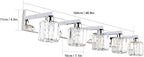Aipsun Crystal Bathroom Vanity Light Stainless Steel Modern Vanity Light 5 Lights Crystal Bathroom Vanity Light Fixtures (Exclude Bulb)