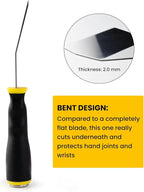 Mister Rui 3" Bent Scraper, Heavy Duty Paint Scraper Tool with Pole Socket Hammer End, Stainless Steel Bent Blade with Anti Slip Rubber Handle, Curved Floor Scraper for Cleaning, Removing, Repairing