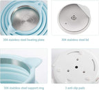 Ultrathin Upgraded Food Grade Silicone Travel Foldable Electric Kettle Boil Dry Protection Portable with Dual Voltage and Separable Power Cord,555ML 110-220V US Plug