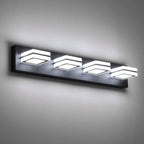 Ralbay Modern LED Bathroom Vanity Lights 4 Lights LED Black Bathoom Wall Lighting Over Mirror Up and Down Acrylic Matte Black Vanity Lights