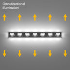 Ralbay 46inch Vanity Light Modern 7 Lights Black Bathroom Vanity Lighting Fixtures Over Long Mirror Acrylic Up and Down Matte Black Bathroom Wall Mounted Lights