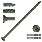 #10 x 4 Inch Deck Screws (103Pcs) 2lb. Carbon Steel, Green, Flat Head, Rust Resistant epoxy Coated, with T25 Star Bit