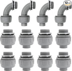 2 inch PVC Flexible Conduit Connector UL Listed Conduit Connector Fittings 12 Pack (8 Pcs 180D/4 Pcs 90D)