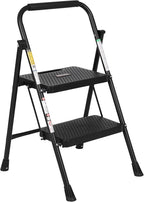 SIMPLI-MAGIC 2-Step Ladder, 800 LBS Capacity Folding Step Stool – Anti-Slip Wide Steps & Handgrip – ANSI Certified Lightweight & Durable Steel Stepping Stool for Kitchen, Home, Office & Garage