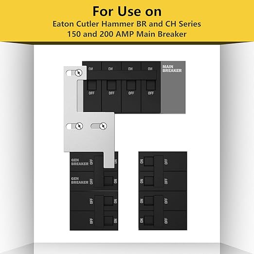 Generator Interlock Kit Compatible with GE General Electeric Vertical Main 150 and 200 Amp Panels,2 1/4"" Spacing Between Main and Branch Breakers,for Home Safety Interlock Kit