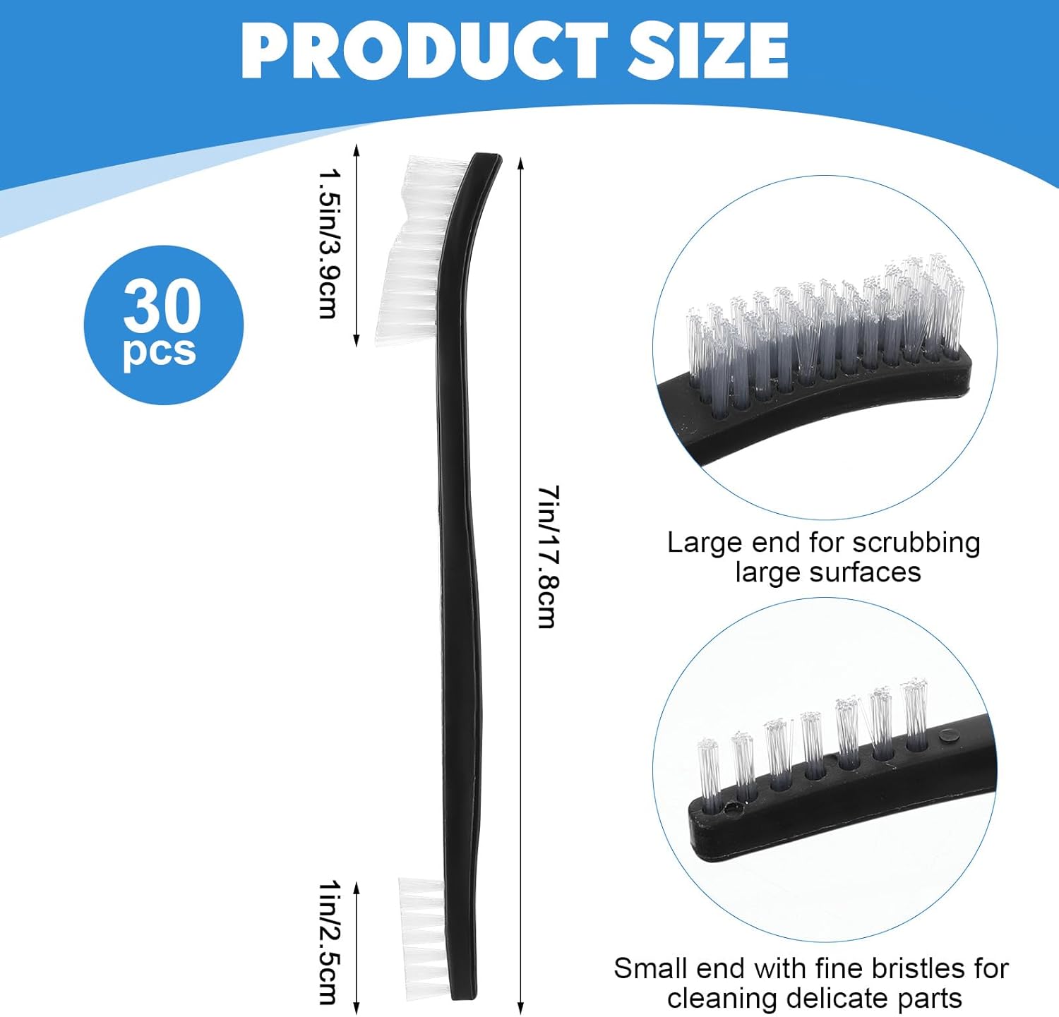 30Pcs Nylon Cleaning Brush, Double-Ended Brushes for Cleaning, Sturdy Durable Nylon Clean Rod, Universal Clean Brush for Small Spaces, Tubes, Jewelry, Shoes Washing