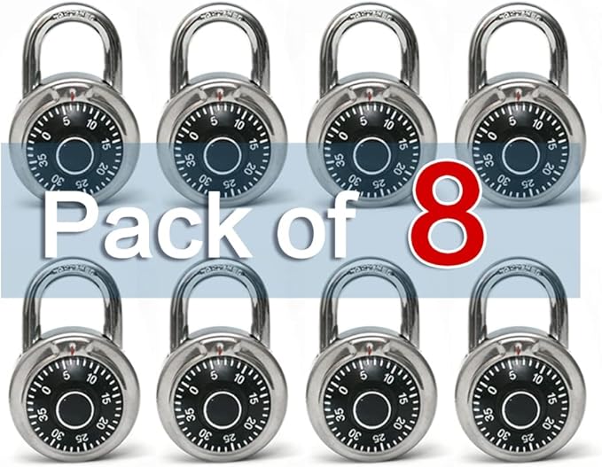 LanuBe Lock Standard Dial Combination Lock 2 in. Wide, with Different Combinations Black Turnplate Pack of 8 Lock for School Employee Gym & Sports Locker CaseToolbox and so on