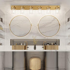 Aipsun Gold Bathroom Vanity Light Farmhouse Vanity Lighting Fixtures 6 Light 48in Bathroom Light Fixtures with Clear Glass Shade(Exclude Bulb)