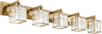 Aipsun Bathroom Vanity Lights Fixtures Crystal Vanity Light 5 Light Modern Brass Bathroom Lighting Fixtures (Exclude Bulb)