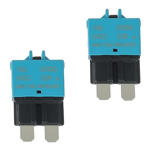 15A DC 12V-32V Manual Reset Circuit Breaker ATC/ATO Low Profile T3 Mini Blade Fuses Breakers for Car Trucks Marine Boat RV Solar and More,2 Pack