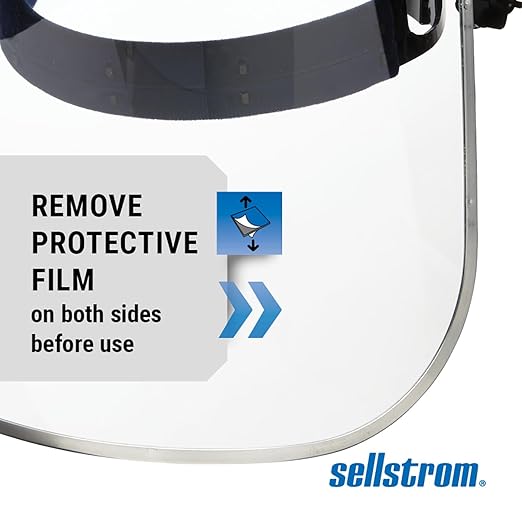 Sellstrom Advantage Face Shield - Lightweight Mask with Crown & Ratchet Headgear, for Work, Grinding, Cutting - ANSI Z87.1 - Clear Uncoated Polycarbonate Window