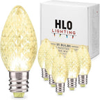 Holiday Lighting Outlet Faceted C7 Christmas Lights | Warm White LED Light Bulbs Holiday Decoration | Warm Christmas Decor for Indoor & Outdoor Use | 2 SMD LEDs in Each Light Bulb | Set of 25