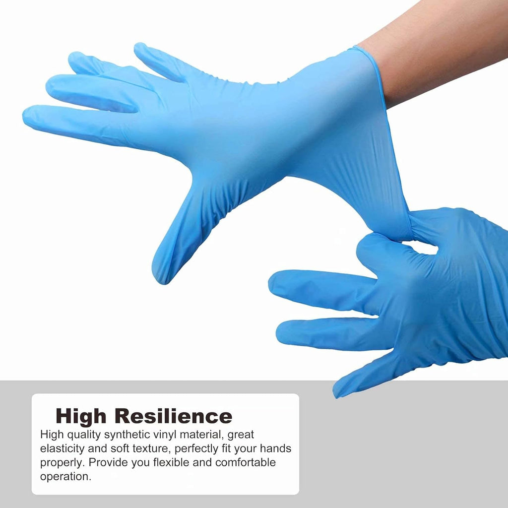 Disposable Gloves X-Large, Nitrile and Vinyl Blend Material Gloves, Latex Free 4 Mil 100 Pc Food Grade Glove for Cleaning, Food Prep, Hair Dye, Tattoo, Blue