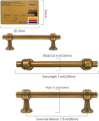 Amerdeco 10 Pack Antique Brass Cabinet Pulls 3.75 Inch(96mm) Hole Center Drawer Pulls Cabinet Hardware Kitchen Cabinet Handles for Bathroom ZH0069