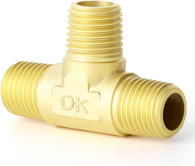 GASHER 5PCS Brass 3 Way, 1/4" x 1/4" x 1/4" NPT Male Tee Pipe Fittings