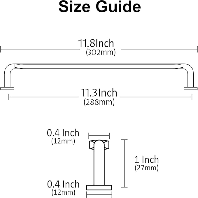 Alzassbg 6 Pack Matt Black Cabinet Handles, 11-1/3 Inch(288mm) Hole Centers Arch Modern Cabinet Pulls Kitchen Cabinets Hardware for Cabinets and Drawers AL3503MB