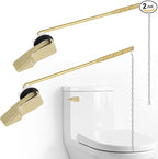 iFealClear Polished Gold Universal Toilet Handle Lever Flush Replacement, Front Mount Toilet Trip Lever Compatible with American Standard, Stainless Steel Flapper Chain, Solid Brass, 2 Pack