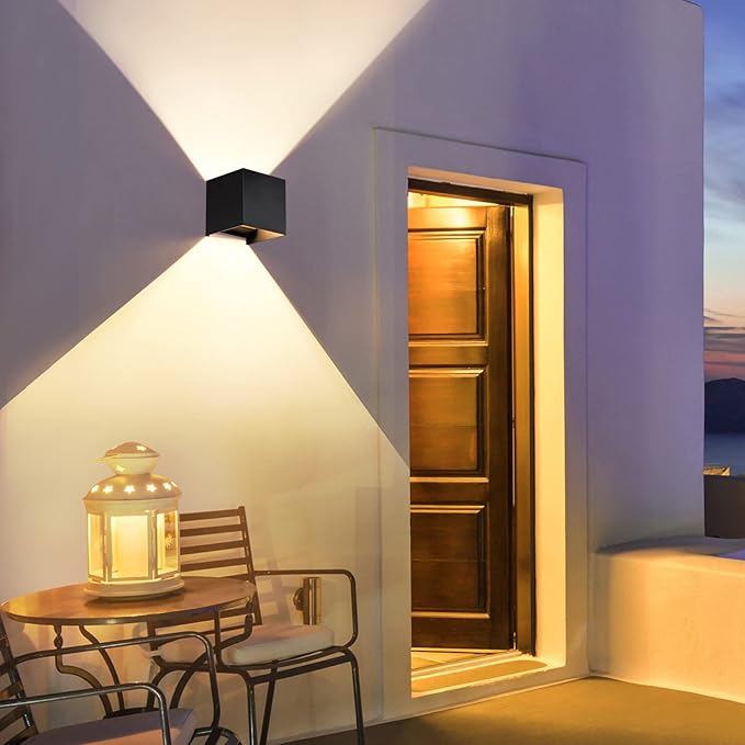 2 Pcs Outdoor Wall Lights Exterior/Interior G9 Wall Sconces Up and Down Lights IP65 Waterproof Outdoor Lighting Square Aluminum Black 4000K Natural Lights Replaceable bulb, Adjustable Light Angle