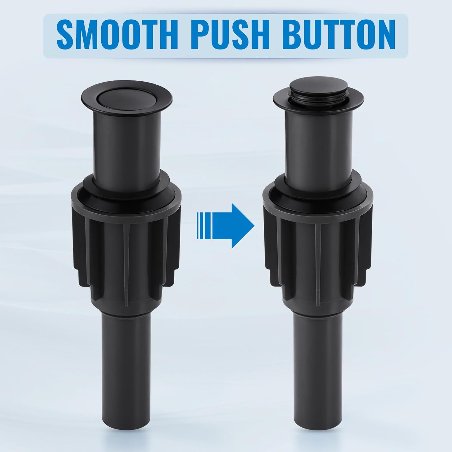 ALEASHA Pop Up Sink Drain Without Overflow, Bathroom Sink Drain Vessel Sink Stopper Pop Up Sink Drain Stopper, Pop Up Drain for Bathroom Sink Drain Strainer for Hair Catcher, Matte Black