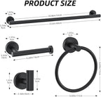 Matte Black Bathroom Accessories Set,10-Piece Bathroom Hardware Set,SUS304 Stainless Steel Towel Bar Set-Wall Mounted Towel Bar,Towel Holder-23.6 Inch