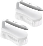 Amazer Scrub Brush for Cleaning Comfort Grip Shower Scrubber Flexible Stiff Bristles with Handle Heavy Duty Cleaner Brush for Tub Sink Carpet Floor - Pack of 2 (Grey+Grey)